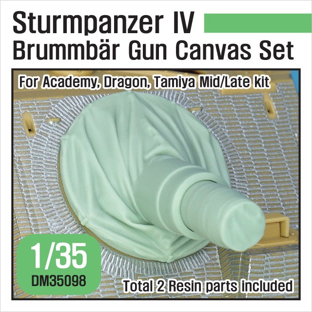 DM35098 Sturmpanzer IV Brummbär gun canvas cover for Academy, Dragon, Tamiya Mid/Late kit