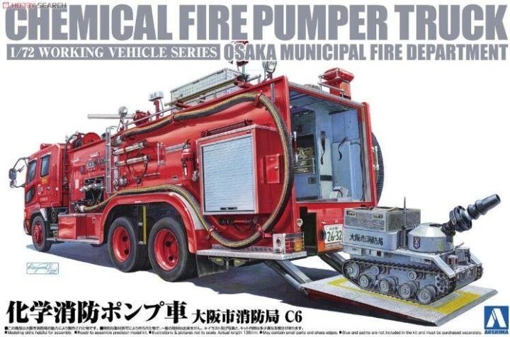 AOSHIMA 1/72 01206 Chemical Fire Truck + Fire Ladder Truck 