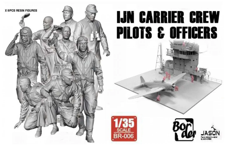 BR-006  1/35 IJN Carrier Crew Pilots & Officers x 8 resin figures
