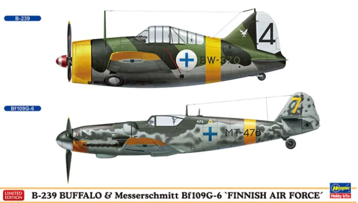 02279 1/72 B-239 Buffalo & Messerschmitt Bf109G-6 `FAF` (Set of 2)