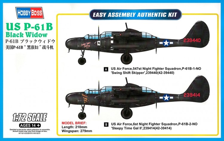87262 1/72 P-61B-1/2 Northrop, Black Widow