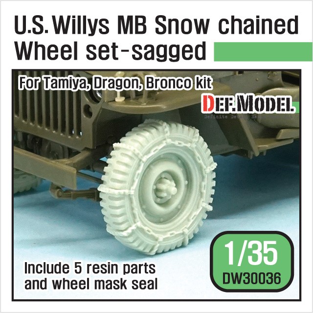  DW30036 US Willys MB wheel /w Snow chain set (for Tamiya/Dragon/Bronco1/35)