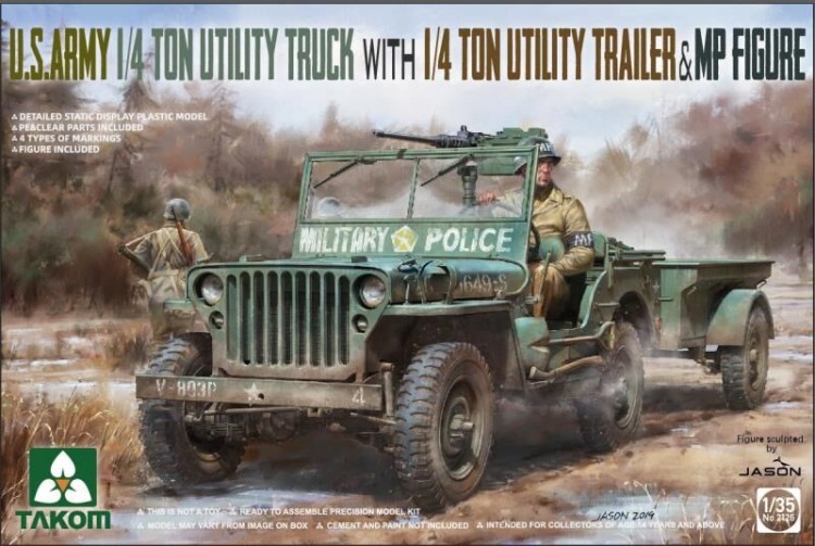 2126  1/35 1/4 Ton Utility Truck with 1/4 Ton Utility Trailer & MP Figure 
