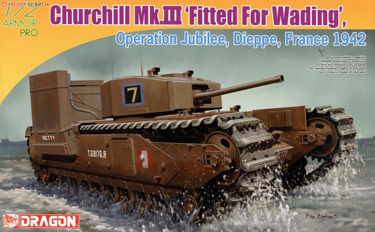 7520 Dragon 1/72 Churchill Mk.III Fitted For Wading Operation Jubilee, Dieppe France 1942