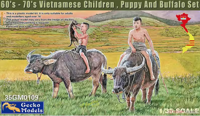 35GM0109 1/35 60-70-е годы, вьетнамские дети, щенки и буйволы