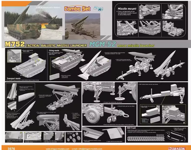 3592 1/35  установка американских ракет M752   + колесный прицеп для ракет  