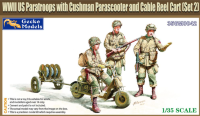 35GM0042  1/35 WWII US Paratroops with Cushman Parascooter and cable reel cart (Set 2)