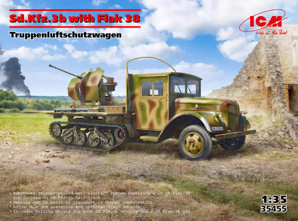 35455 1/35 Полугусеничный автомобиль Sd.Kfz.3b, 20-мм  Flak 35455