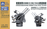 G350010 1/350 немецкая 20-мм зенитная пушка C38 (1942) 8 шт.