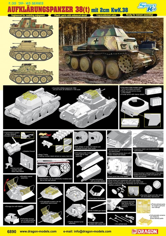 6890 1/35 Aufklarungspanzer 38(t) mit 2cm Kw.K.38 