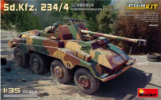 Miniart 35427 1/35, полностью внутренняя структура Sd.Kfz.234/4, 7,5 см