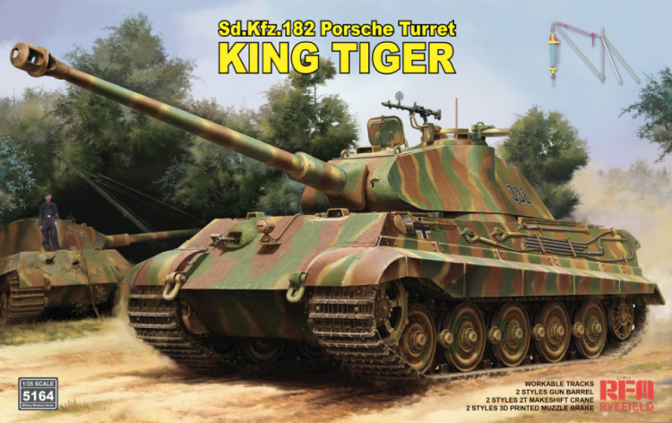 RM-5164  1/35 Sd.Kfz.182 KING TIGER Porsche Turret with 2T Makeshift Crane/ Workable Tracks