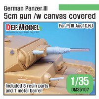 DM35107 1/35 German Pz.III 5cm Gun w\Canvas Cover for Ausf.G, H, J