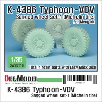 DW35118  1/35 K-4386 Typhoon VDV sagged wheel set 1 Michelin tire