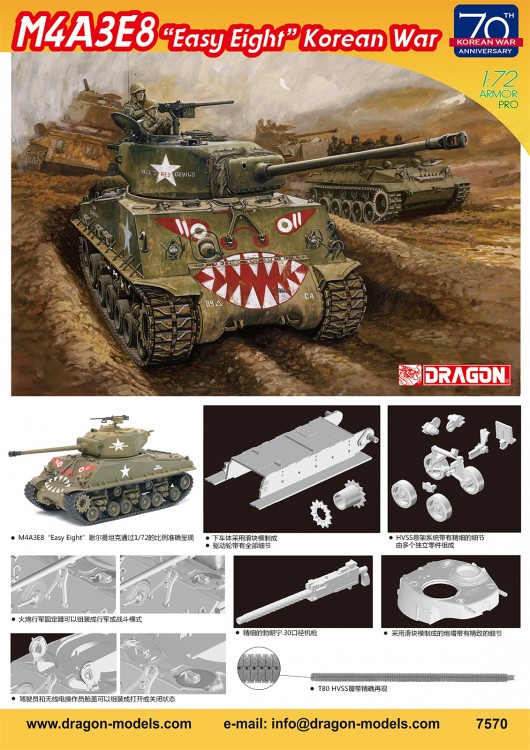 7570 1/72 Sherman M4A3E8 "Easy Eight" Korean War