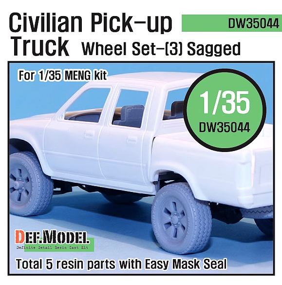DW35044 1/35 Civilian Pick up Truck Sagged wheel set 3 