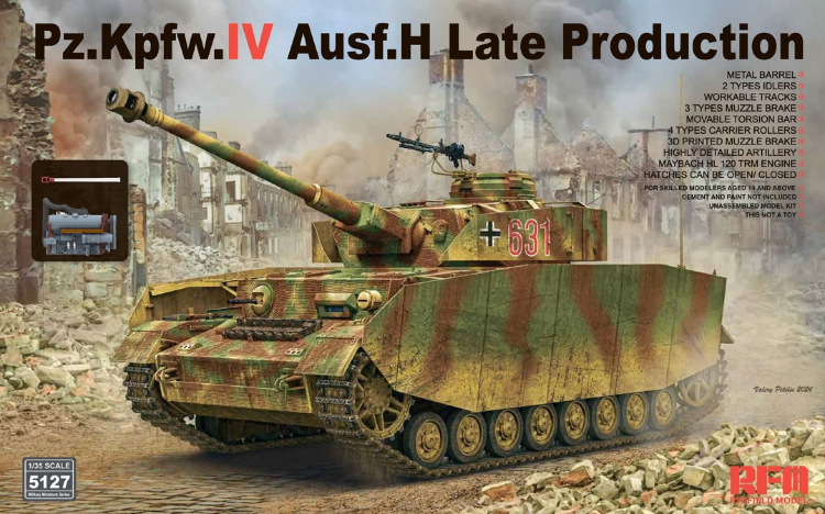 RM-5127 1/35 Sd.Kfz.161/1 Panzerkampfwagen IV Ausf. H Late Production (w/engine & workable track links)