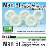 DW35105 German Man 5t. Mil gl Truck Sagged Wheel set Continental tires ( for Hobbyboss/Revell 1/35) 