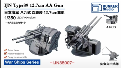 IJN35007 1/350 IJN Type 89 12.7 cm AA Gun