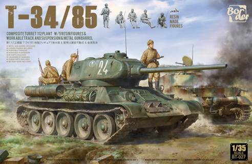BT-027 1/35 T-34/85, Composite Turret, 112 Plant w/5 Resin Figures, Metal Gun Barrel, Workable Tracks