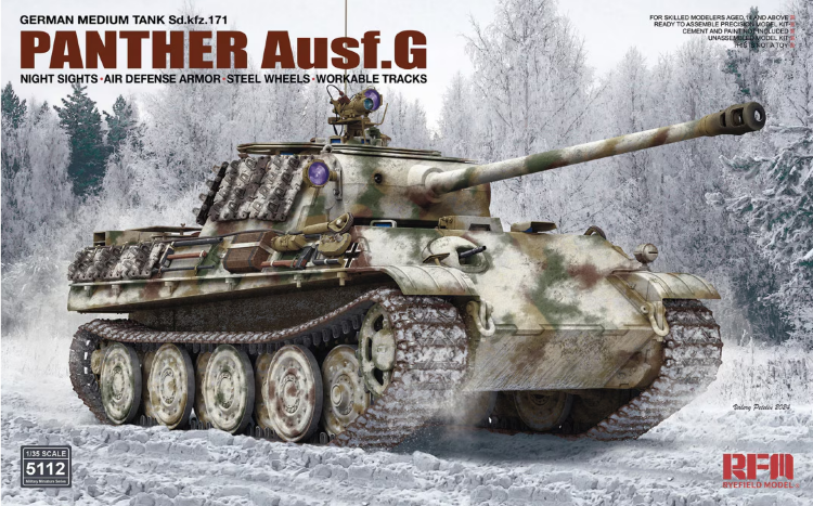 RFM-5112  1/35 Sd.Kfz.171 Panther G w/Night Sights and Air Defense Armor & Steel Wheel