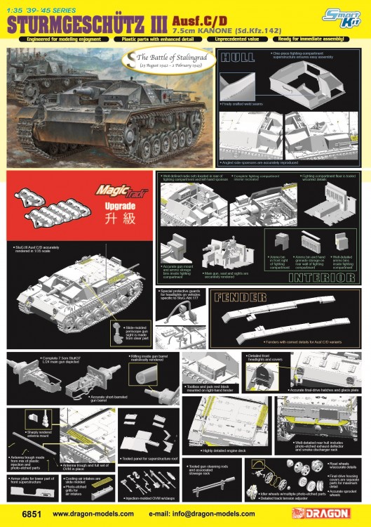 6851 1/35 STURMGESCHUTZ 7.5cm KANONE (Sd.Kfz.142) Ausf.C/D (Smart Kit)