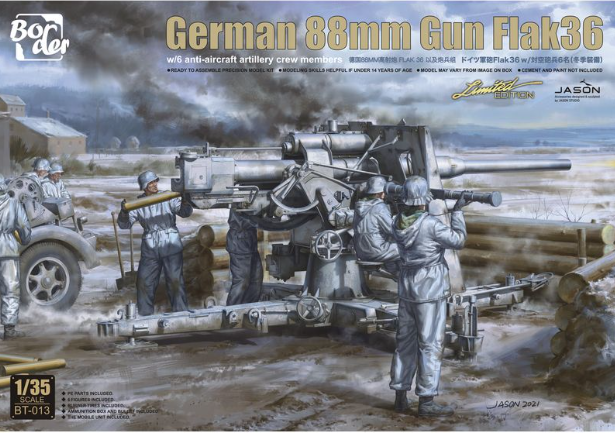 BT-013 1/35 German 88mm Gun Flak36 w/6 anti-aircraft artillery crew members