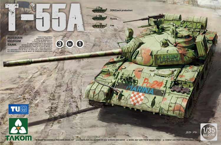 2056 1/35 Russian Medium Tank T-55A 3 in 1