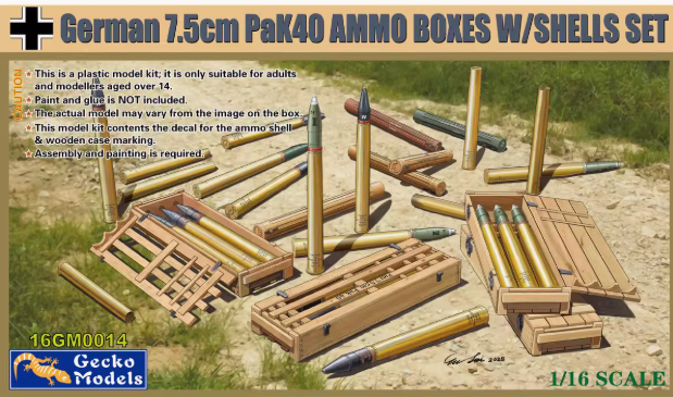 16GM0014 1/16  Снаряды и ящики к  PaK 40 