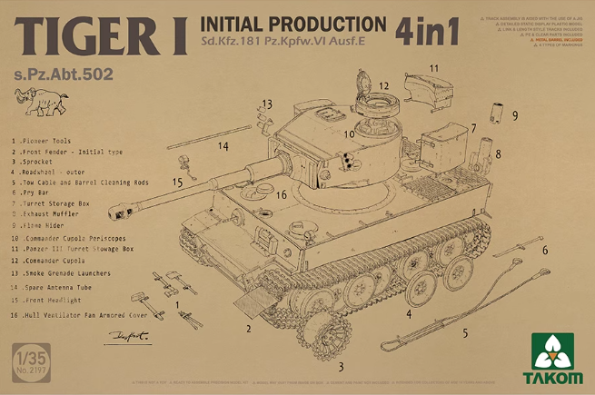 2197 1/35 Tiger Heavy Tank Very Early Type 4in1